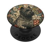 Gray Black Cairn Terrier in Victorian Floral Garden PopSockets Adhesive PopGrip