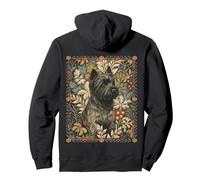 Gray Black Cairn Terrier in Victorian Floral Garden Pullover Hoodie