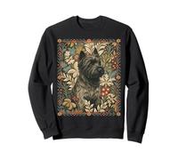 Gray Black Cairn Terrier in Victorian Floral Garden Sweatshirt