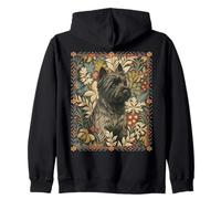 Gray Black Cairn Terrier in Victorian Floral Garden Zip Hoodie