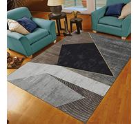 Gray Black Geometric Texture Large Area Rugs, Retro Runner Rugs, Non-Slip Floor Throw Mat, Rectangle Carpet for Living Room, Bedroom, Hallway Front Entrance, Kitchen, Dining, 4' x 6'