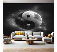 Gray Black Photo Wallpaper Starry Sky yin and yang Symbol Wall Mural Non-Woven Art Print 250 x 180cm Wallpaper Mural Photo Kids Bedroom Office Living Room Home Poster Decoration