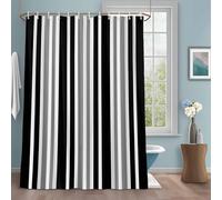 Gray Black Shower Curtain with 12 Hooks Stripe Minimalist Vertical Stripes Modern Art Waterproof Fabric Shower Curtains Sets for Bathroom Bath Decorations, Machine Washable, 36"x72"