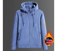 (gray,blue, 3XL) "Men's and Women's Warm Polar Fleece Jacket - Thick, Velvet-Lined for Outdoor Sports in Autumn and Winter"