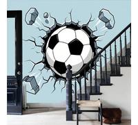 Gray-Blue Mural Wallpaper, Comics Street Style Wallpaper, Football Breaking Down Walls Wallcovering for Living Room, TV Backdrop, Hotel Wall Background, 3D Large Wall Mural Silk 250 x 175cm (WxH)