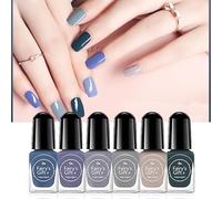 Gray blue Nail Polish-6pcs Peel Off Nail Varnish Sets- Healthy Water Based Formula Quick Dry Non-Toxic Nail Polish-Low Odor No Need UV Diy Nail Polish Set For Women,Teens,Girl(6PCS)