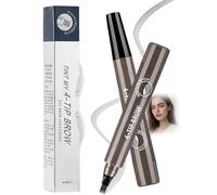 Gray Brown Micro-Fork Eyebrow Pen with 4 Precision Tips for Natural Hair-Like Brows - Waterproof Long-Lasting Brow Pencil, Smudge-Resistant Quick-Dry Formula for Filling, Shaping and Defining