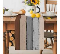 Gray Brown Wood Grain Table Runner 13x72 Inches Long Countryside Stripe Cotton Linen Table Runner Burlap Style for Dinner Table Party Decor Tabletop Decorations