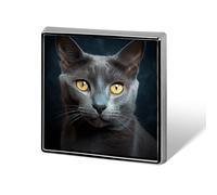 Gray Cat Stares Cat And Cherry Lapel Pin for Men Women Square Fashion Brooch Pin - Cute Enamel Badges, Aluminum Alloy Metal Pinback for Hats, Shirts, Bags, Jackets & Accessories