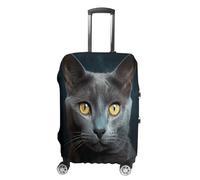 Gray Cat Stares Luggage Cover TSA Approved Suitcase Covers for Luggage Elastic Washable Suit Case Covers Anti-Scratch Travel Luggages Sleeve Suitcase Protector Fits