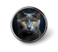 Gray Cat Stares Round Badge Cute Brooch Hats Jackets Decor Personalized Lapel Pin Clothing Jewelry Accessories for Wedding Party Gift