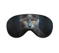 Gray Cat Stares Sleep Mask for Women Men Side Sleeper Eye Cover with Adjustable Strap Soft Breathable Blackout Mask Slip-Free Deep Sleeping Travel Essentials