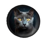 Gray Cat Stares Spare Tire Cover PVC Leather Spare Wheel Cover Dustproof Waterproof Jeep Tire Cover for 32inch Camper, RV Trailer, Truck, SUV Fit Diameter 28-34 Inch