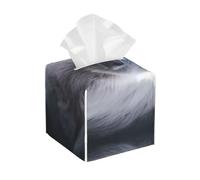 Gray Cow Print Leather Tissue Box Cover – Foldable Organizer for Bathroom, Living Room, Desk, Office, Car, and More