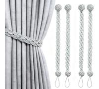 Gray Curtain Tie Backs Set of 4-23 Inch Decorative Rope Tiebacks for Curtains, Elegant Fabric Window Holdbacks, Durable Grey Curtain Tie-Backs for Home Decor