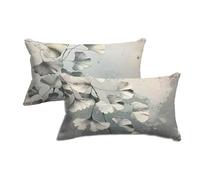 Gray Decorative Pillows Cases, Ginkgo Leaf Cushion Covers 30 x 50 - Set of 2 Velvet Cushion Covers with Zip, Soft Pillow Cases 2 Pack, Pillowcases for Sofa Couch, Bed, Living Room, Home Decor, -7170