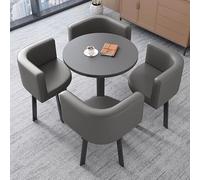Gray Dining Table Set with 4 Soft Cushioned Seats Sturdy Metal Base NonSlip Pads Ideal for Kitchen Dining Room or Conference Area