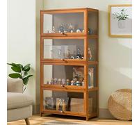 Gray Display Cabinet for Collectables - Curio Cabinet with Acrylic Doors Floor-Standing Showcase for Figures & Collectibles in Living Room or Bedroom