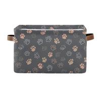 Gray Dog Paw Prints Storage Basket Storage Bin Collapsible Closet Organizing Storage Cubes for Home Cloth with Handle 1 Pack