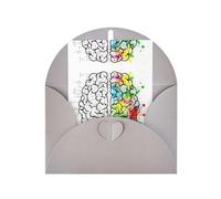 Gray Elegant Geometry Brain Image with Science Print Greeting Card with Matching Envelope â€“ Blank Blessed Design for Birthday, Wedding