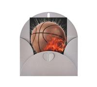 Gray Elegant Greeting Card - 3D Basketball Print Blank Blessed Gold Seals Card for Birthday, Wedding, Valentine's Day