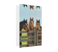 Gray Elegant Greeting Card â€“ Three Horses Print Blank Blessed Gold Seals Card for Birthday, Wedding, Valentine's Day