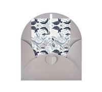 Gray Elegant Greeting Card â€“ Turtle Octopus Pattern Ocean Theme Print Blank Blessed Gold Seals Card for Birthday, Wedding, Valentine's Day