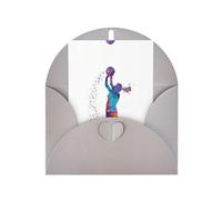 Gray Elegant Greeting Card - Basketball Girl Pattern Print Blank Blessed Gold Seals Card for Birthday, Wedding, Valentine's Day