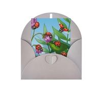 Gray Elegant Greeting Card - Ladybug Print Blank Blessed Gold Seals Card for Birthday, Wedding, Valentine's Day