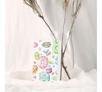 Gray Elegant Greeting Card with Envelopes - Cupcakes Donuts Muffins Sugar Print Pearl Paper Cards with Matching Stickers