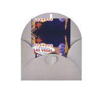 Gray Elegant Greeting Card with Matching Envelope - Las Vegas Night City Print Blank Blessed for Birthday, Valentine's Day, Wedding