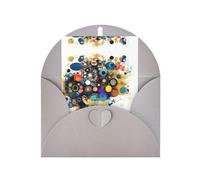 Gray Elegant Greeting Cards - Artificial Intelligence Brain Print Blank Blessed Cards for Birthday, Wedding, Valentine's Day