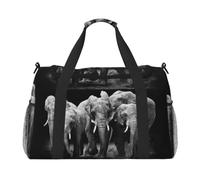 Gray Elephant Printed Travel Duffel Bag, Large Capacity Hand Luggage Foldable Carry On Bag for Flight Travel Sports