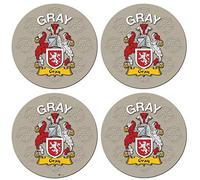 Gray English Family Surname Round Cork Backed Coasters Set of 4