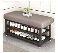 Gray Entryway Bench with Shoe Storage and Rack Upholstered Seat Cushion Small Shoe nizer for Mudroom Hallway 100×32×51cm Stylish & Functional Furniture