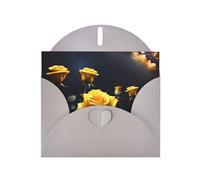 Gray Envelope Greeting Cards With Unique Beautiful Yellow Roses Pattern For Write Down Your Blessings For Various Holidays
