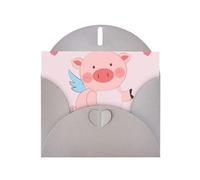 Gray Envelope Greeting Cards With Unique Cartoon Flying Pig Pattern For Write Down Your Blessings For Various Holidays