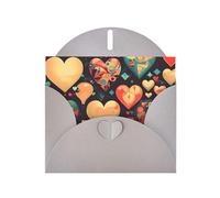 Gray Envelope Greeting Cards With Unique Colorful Hearts Pattern For Write Down Your Blessings For Various Holidays