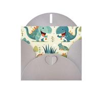 Gray Envelope Greeting Cards With Unique Cute Little Baby Dinosaur Pattern For Write Down Your Blessings For Various Holidays