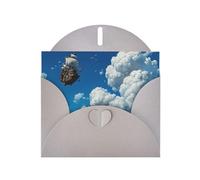 Gray Envelope Greeting Cards With Unique Flying Ship Pattern For Write Down Your Blessings For Various Holidays