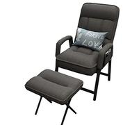 Gray Fabric Lazy Chair with Ottoman Indoor Lounge Chair with Headrest & Side Pocket Reclining Armchair 5 Position Backrest Adjustable for Bedroom & Office Comfort