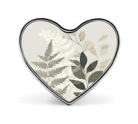 Gray Fern Pattern Heart Pin, 1 Inch Metal Love Lapel Pins - Lightweight, Smooth Edges, Versatile Badge Brooch for Jackets, Shirts, Bags, Gifts for Friends, Family