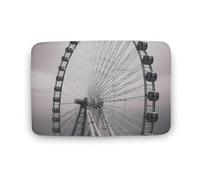 Gray Ferris Wheel Bath Rug Absorbency Non-Slip Bathroom Rug Soft Coral Velvet Bath Washable Door Mat Stain-Resistant Carpet Rug for Toilet Shower Tub Kitchen Decor 15.7"x23.6"