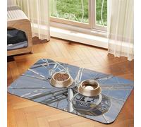 Gray Ferris Wheel Dog Food Mats for Floors, 12x18 Inch Non-Slip Super Absorbent Pet Food Mat, Dishwasher Dog Mat for Food and Water, Cute Rubber Quick Dry Pet Feeding Mat for Dogs Puppy Cats