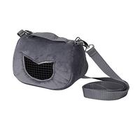 Gray Flannelette Portable Breathable Hamster Carrier, Small Pet Outgoing Bag with Mesh Window, Lightweight Shoulder or Hand Carry for Guinea Pig Squirrel Chinchilla (M)