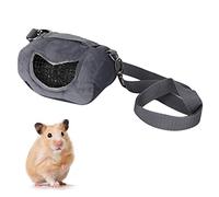 Gray Flannelette Portable Pet Hamster Carrier, Small Animal Outgoing Bag, Breathable Hamster Travel Bag with Mesh Window, Shoulder Strap for Guinea Pig Squirrel Chinchilla (Small: Approx.