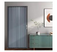 Gray Folding Accordion Door with Lock & Key Metal Sliding Interior Privacy Door Room Divider & Closet Door (58x80in) - Space-Saving Solution for Homes