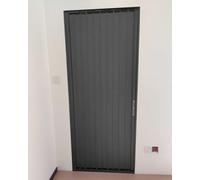 Gray Folding Interior Door - Lockable Bi-Fold Door for Hallway/ble/Shower, Retractable Room Divider with Inllat Accessories (47x80in)