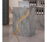 Gray Front Desk Reception Counter | Retail Checkout Station with Storage Shelf | Perfect for Small Spaces & Corner Malls | Modern Design for Efficient Use