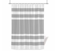 Gray Geometric Shower Curtain for Bathroom, Fringe Waterproof Cloth Fabric Bathroom Accessories Set with 12 Rust Proof Plastic Hooks, 56” x 78”